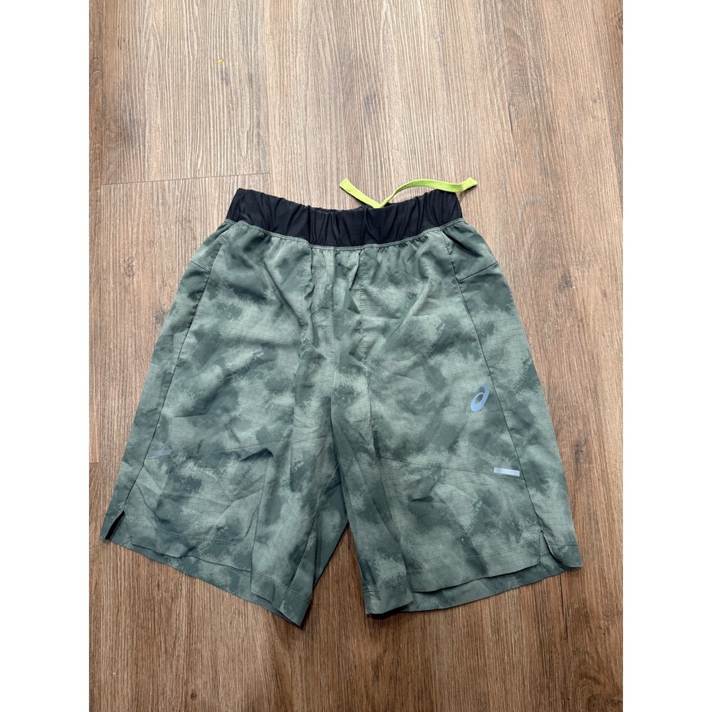 Asics Womens Green Tie Dye Grid Running Shorts Reflective Size Small Activewear